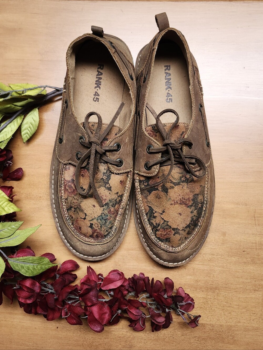 Rank 45 Ashleigh Floral Leather Loafer Boat Shoes Sz 8, 9, 9.5